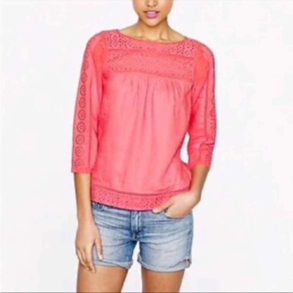 🎩 J. Crew Linen Eyelet Top